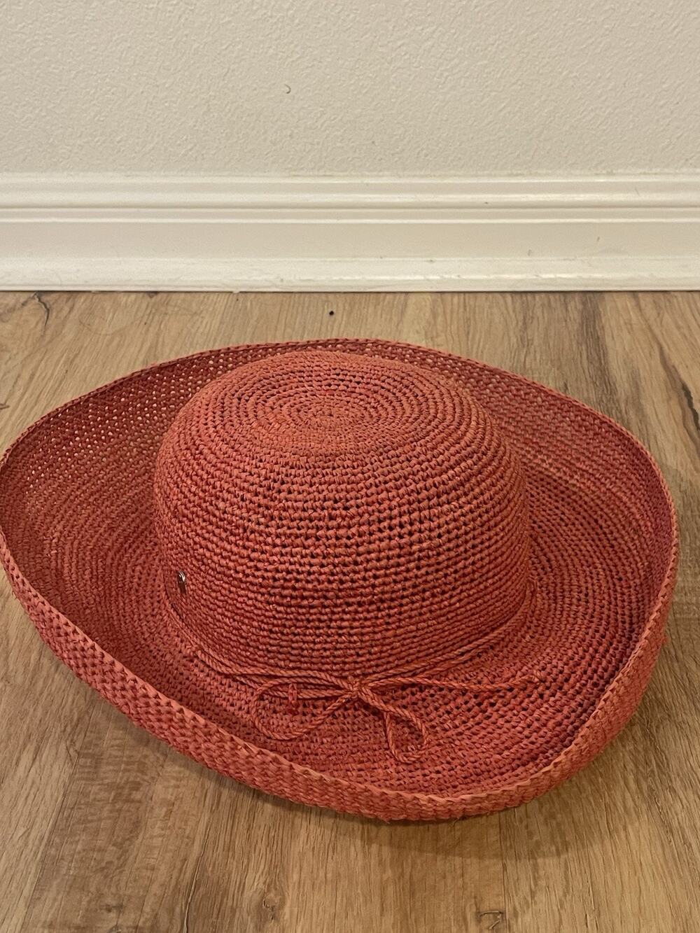 Helen Kaminski 100% Raffia Provence 12 Packable Hat Crochet Sun Beach M $325